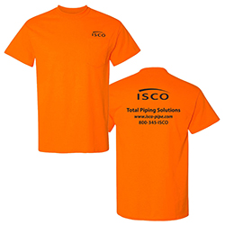 PIPING SOLUTIONS SAFETY ORANGE TEE WITH POCKET